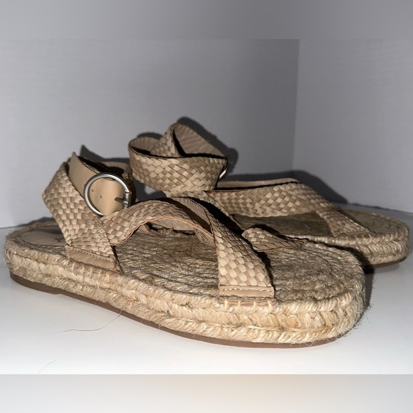 Sam Edelman Dakota Platform Sandal Natural 10.5 Woven Buckle Closure Wrap Ankle - Picture 4 of 8